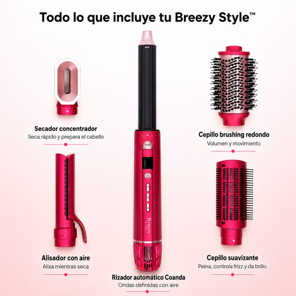 BREEZY STYLE - Cepillo Alisador Secador 5 En 1
