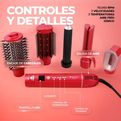 BREEZY STYLE - Cepillo Alisador Secador 5 En 1