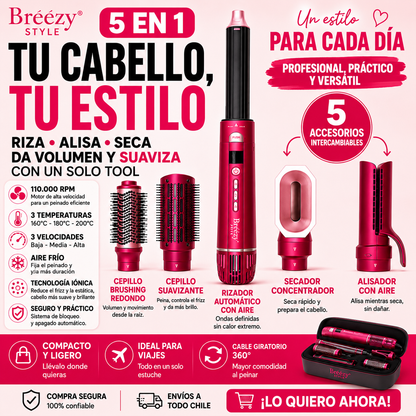 BREEZY STYLE - Cepillo Alisador Secador 5 En 1