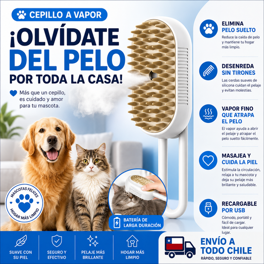 Cepillo Vapor 3 en 1 Perros Gatos Portátatil